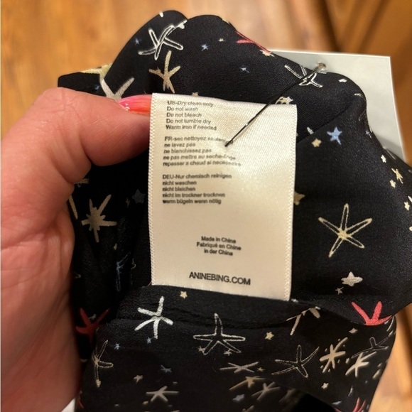 Anine Bing 100% Silk Dress Black with Stars Size Small - Picture 7 of 7